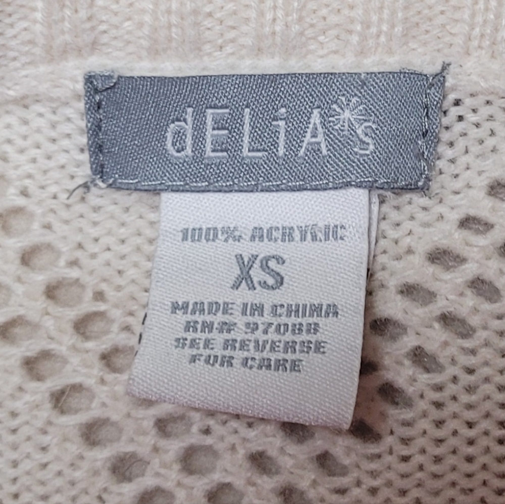 Delia's Rare Vintage 90s Multi-color Skull & Crossbones Off-White Eyelet Sweater - Picture 12 of 12